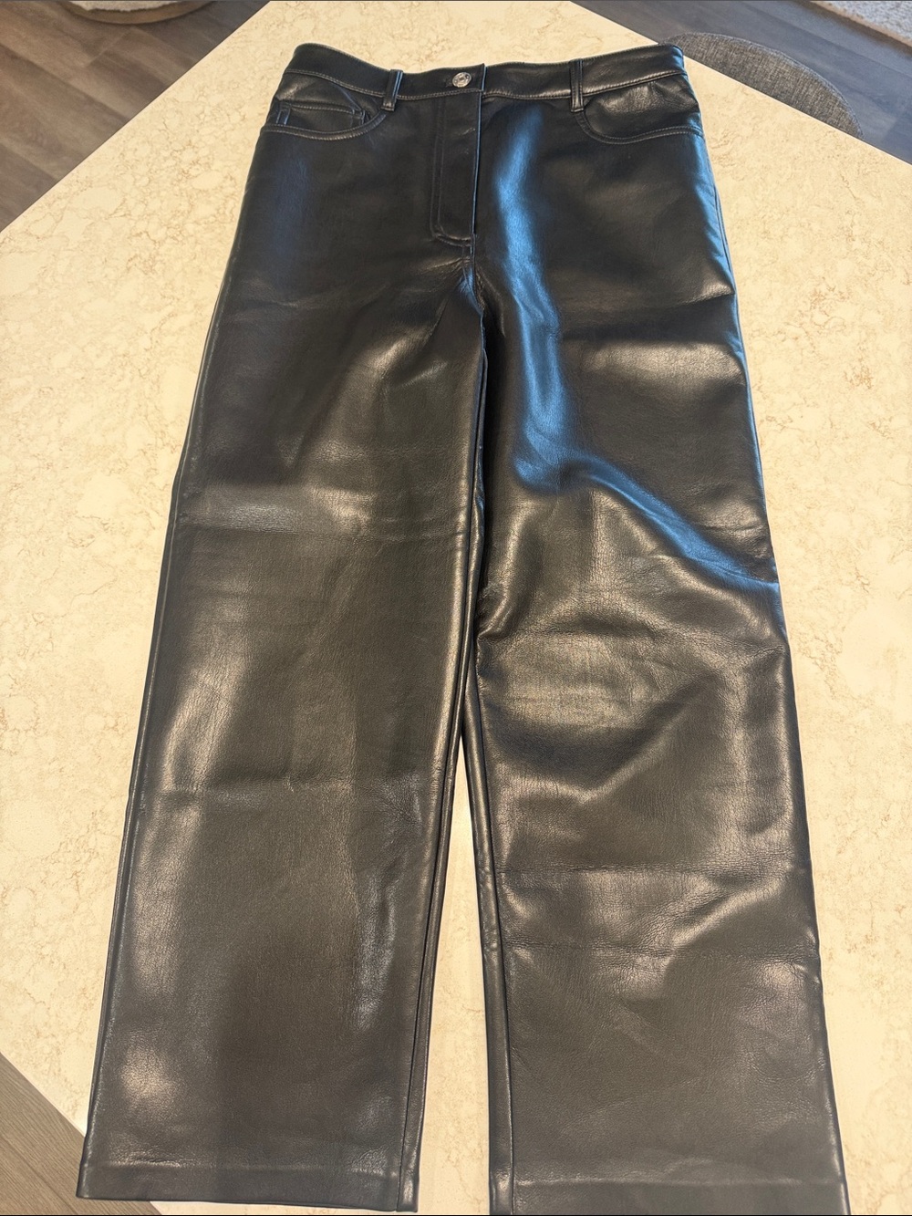Wilfred Black Faux Leather Wide Leg Pants